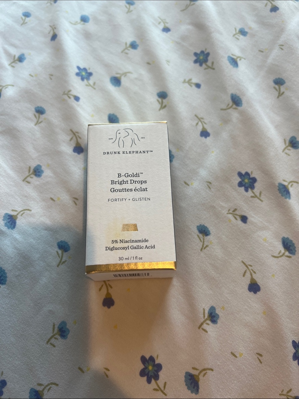 Drunk Elephant B-Goldi Bright Drops - White & Gold Accent Packaging